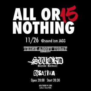 ALL OR NOTHING 15 (Band Live) @ sound ism JAGG